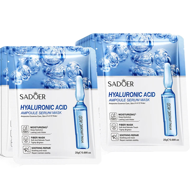 10pcs SADOER 24K Gold Vitamin C Hyaluronic Acid Face Mask Facial Moisturizing Firming Hydrating Facial Masks Skin Care Products Pi-Mart