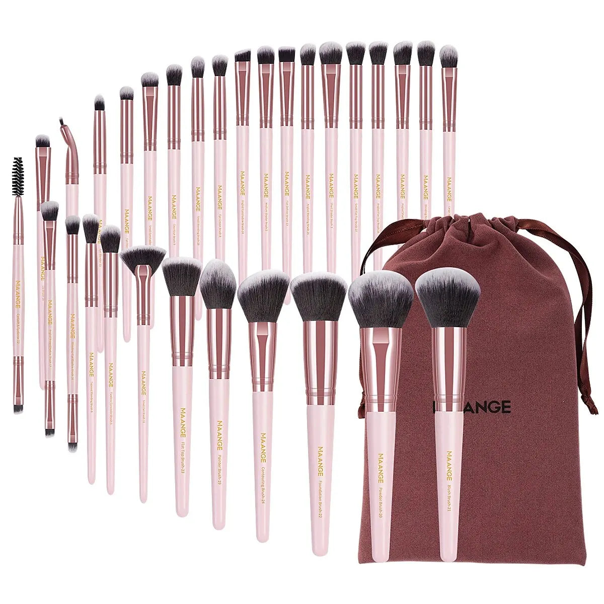 MAANGE 30pcs Professional Makeup Brush Set Foundation Concealers Eye Shadows Powder Blush Blending Brushes Beauty Tools with Bag Pi-Mart