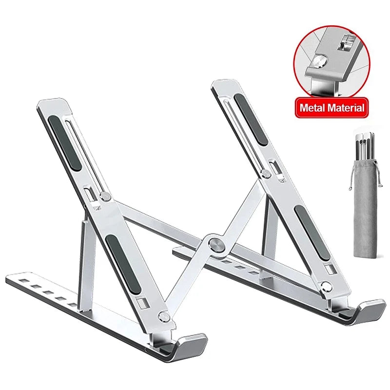Aluminum Alloy Laptop Holder Stand Adjustable Foldable Portable for Notebook Computer Bracket Lifting Cooling Holder Non-slip Pi-Mart