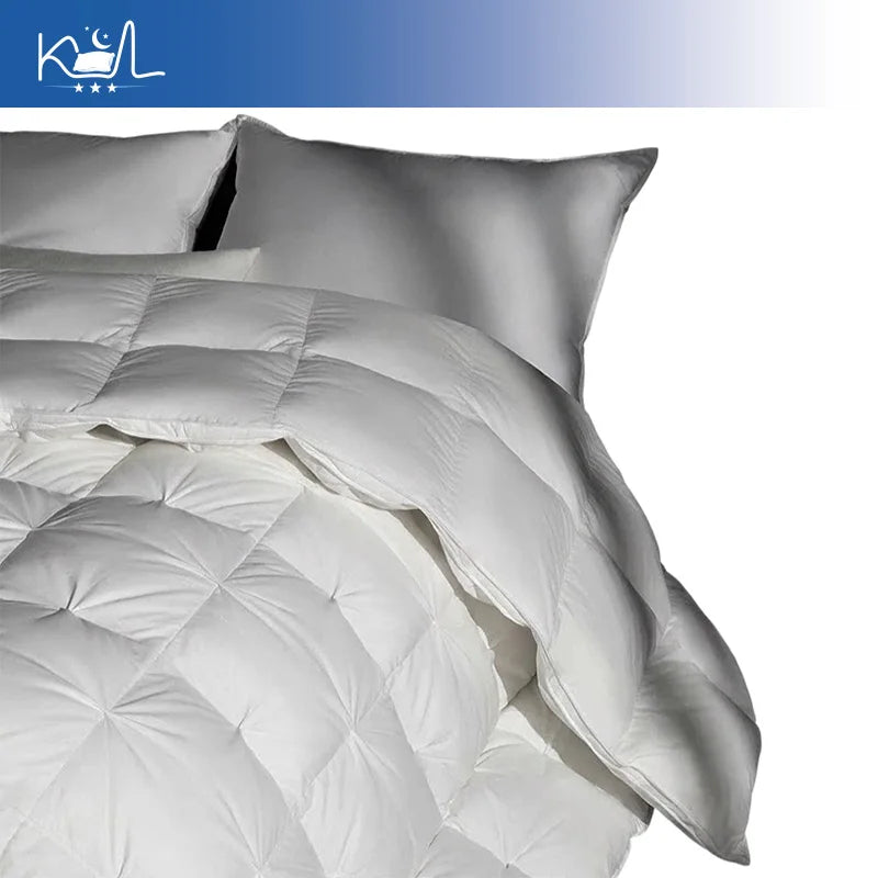 3D Luxury Quilted 100% Premium Goose Down Comforter King Queen Full Size Winter Thick Solid Color Duvet Pi-Mart