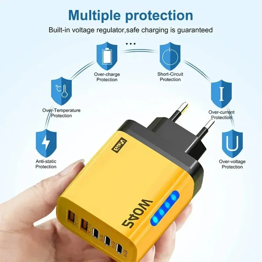 Type C USB 240W Fast Charging Charger GaN USB C Phone Charger Wall Adapter Quick Charge 3.0 With PD Cable For iPhone 17 Samsung Pi-Mart