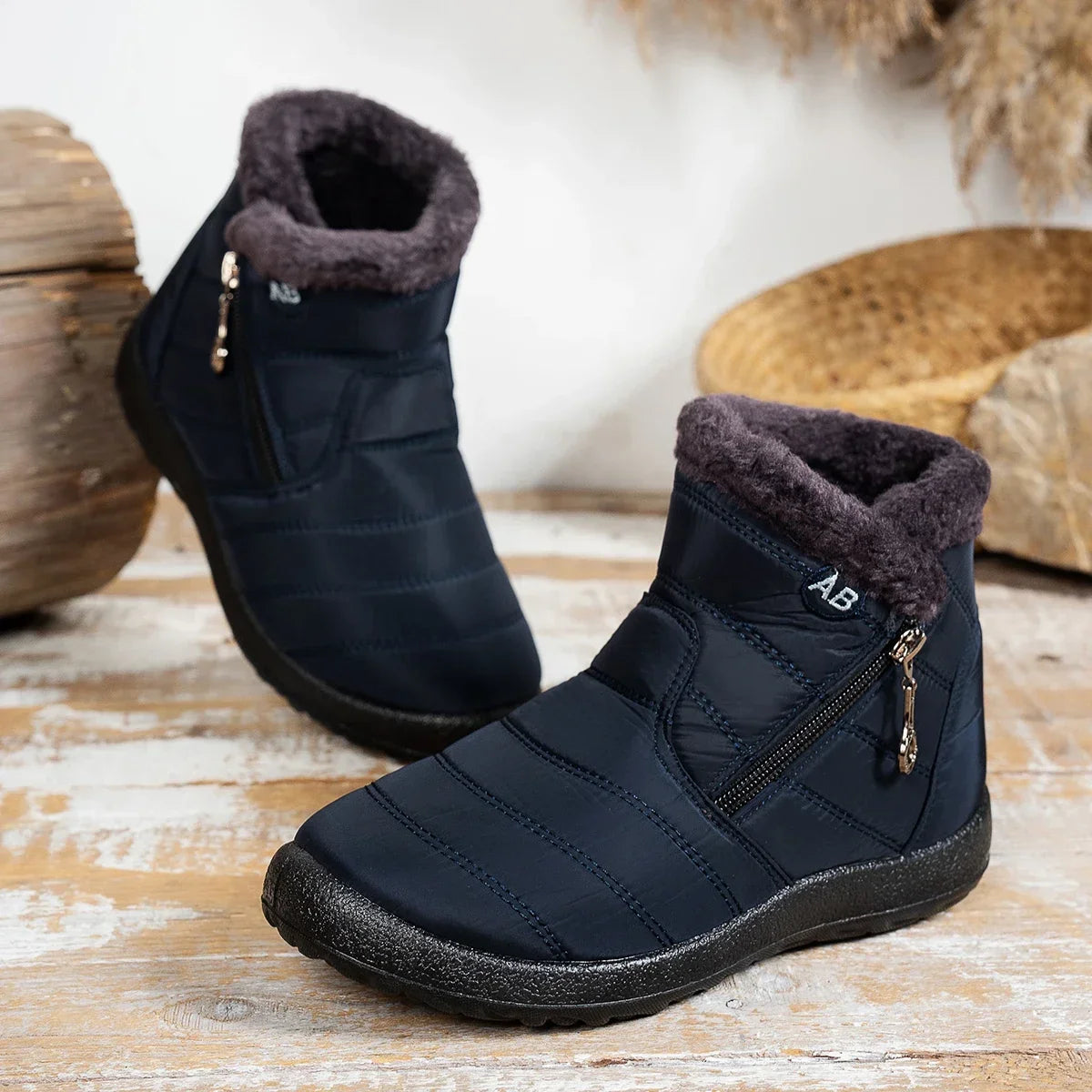 Women's Winter Snow Boots Faux Fur Lined Waterproof Ankle Booties Side Zipper Warm Outdoor Short Boots for Cold Weather LadyShow.Store