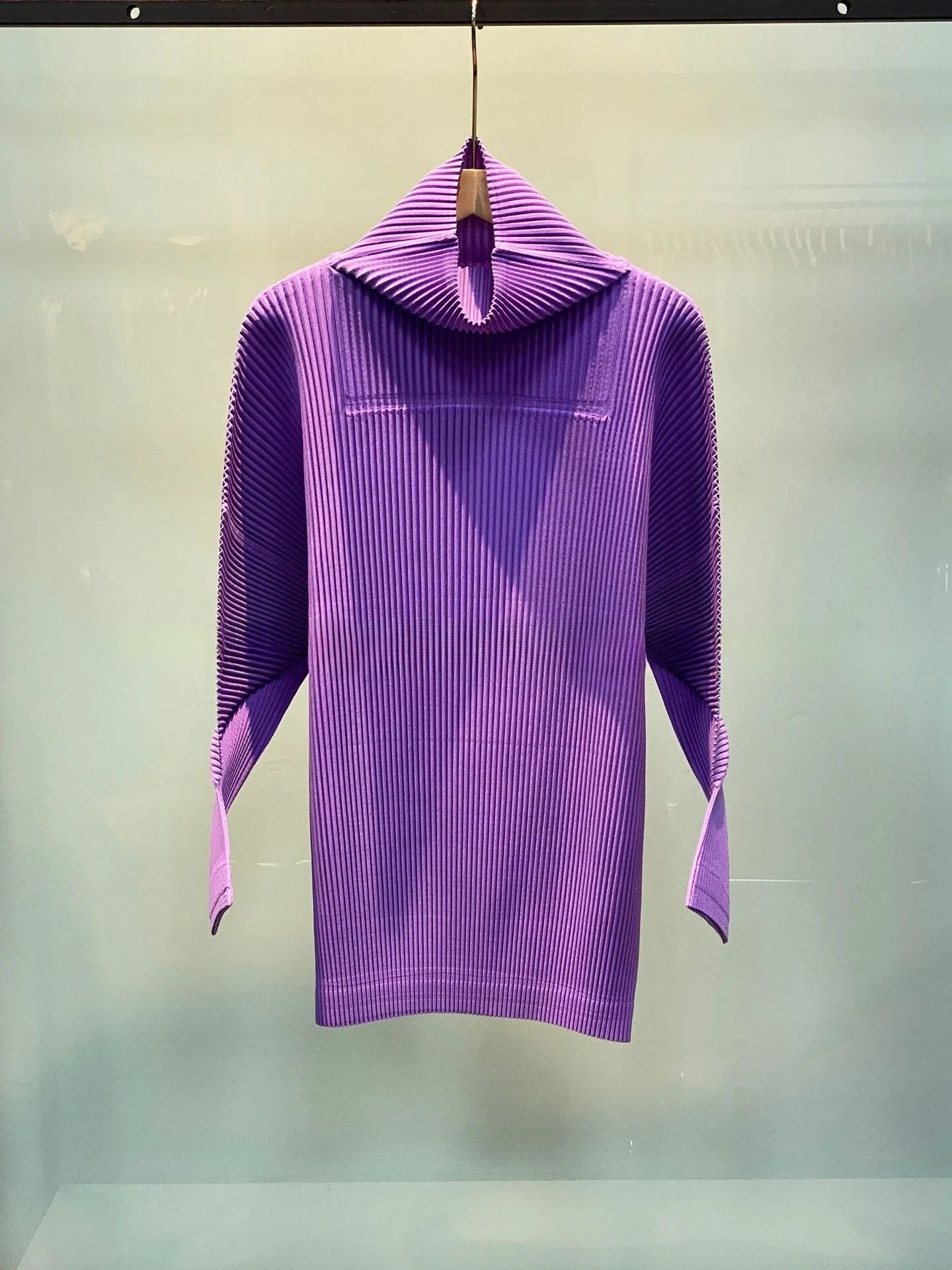 Miyake Pleated Sweatshirt Pit Stripe Zipper Standing Collar Jacket Women 2025 New Casual Pullover Hundred Pleat Skinny Tops LadyShow.Store