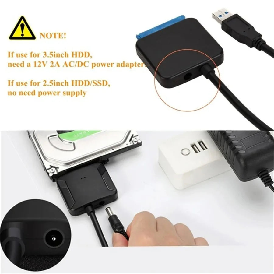 USB 3.0 Adapter Cable for 2.5" 3.5" HDD SSD Hard Drive 5Gbps External Converter with 12V Power Adapter USB 3.0 to SATA Converter Pi-Mart