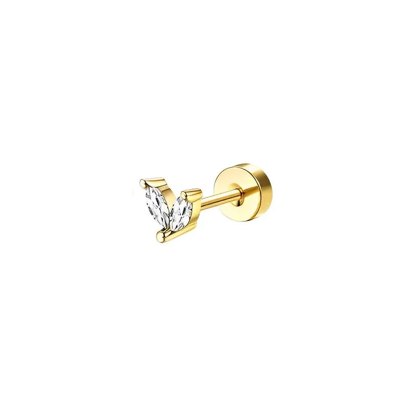 Bobisty 1pc Earrings Surgical Stainless Steel Earrings for Women Dainty Flat Back Earring Stud Hoop Cartilage for Sensitive Ears Pi-Mart