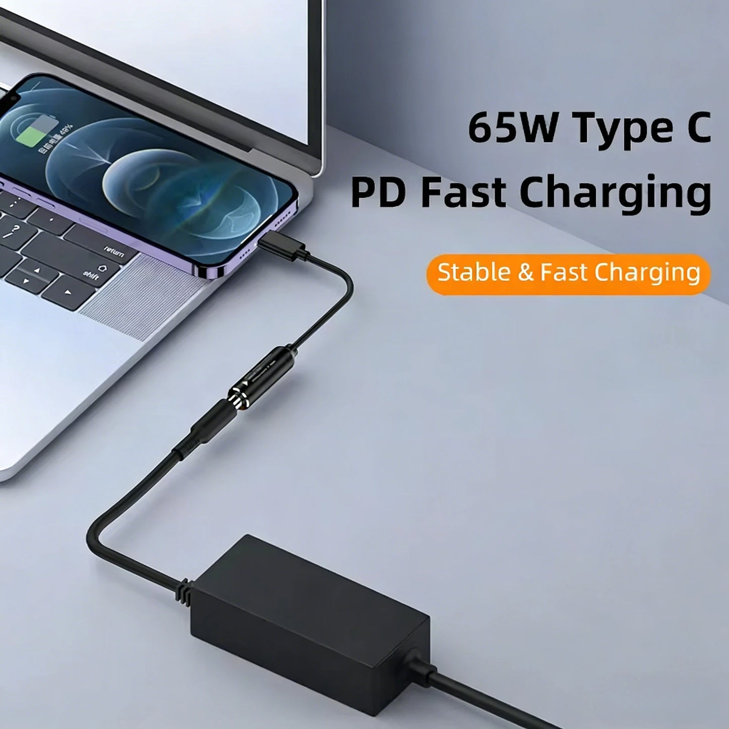65W USB Type C PD Fast Charging Cable for Lenovo Laptop Charger Dc Square Plug to Type C PD Adapter Converter for MacBook POCO Pi-Mart