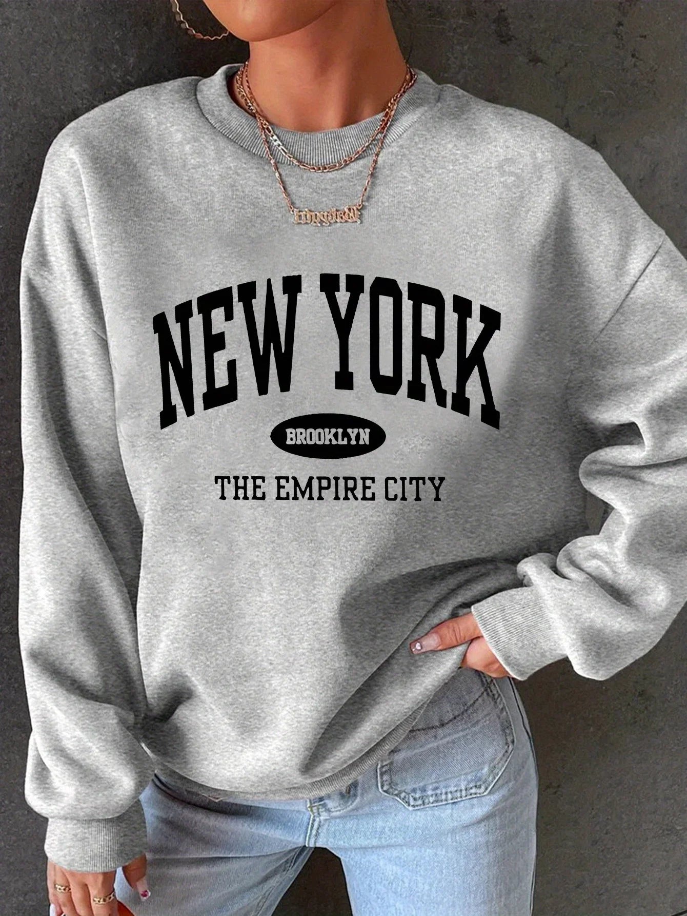 Women's Casual USA Print Pullover Sweatshirt Geometric Design Long Sleeve Round Neck Machine Washable Regular Fit for Autum LadyShow.Store