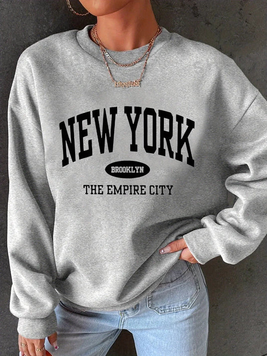 Women's Casual USA Print Pullover Sweatshirt Geometric Design Long Sleeve Round Neck Machine Washable Regular Fit for Autum LadyShow.Store