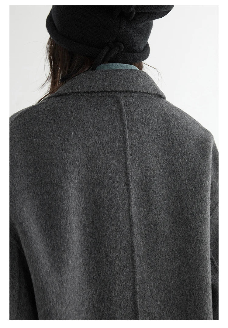 CHIC VEN New Women Woolen Coat Loose Solid Mid-length Double-sided Oversized Office Ladies Jackets Outerwear Autumn Winter 2026 Pi-Mart