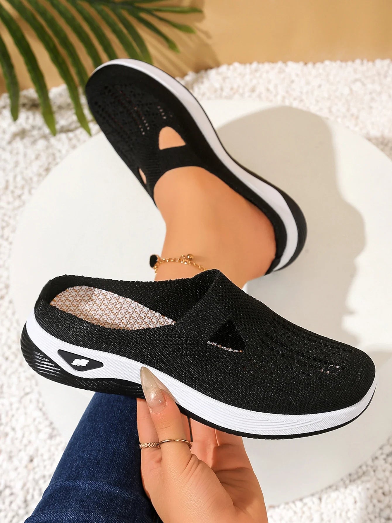 Women Shoes Convenient and Comfortable at Home, One Foot with a Vent and Half Slipper Women's Summer Shoes LadyShow.Store