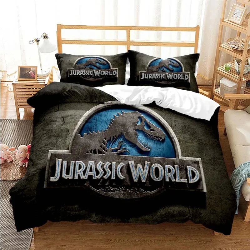 Jurassic Park Bedding Set Cartoon Kids Duvet Cover Set Pillowcase Queen King Double Bed Home Dropshipping King Size Bedding Set Pi-Mart