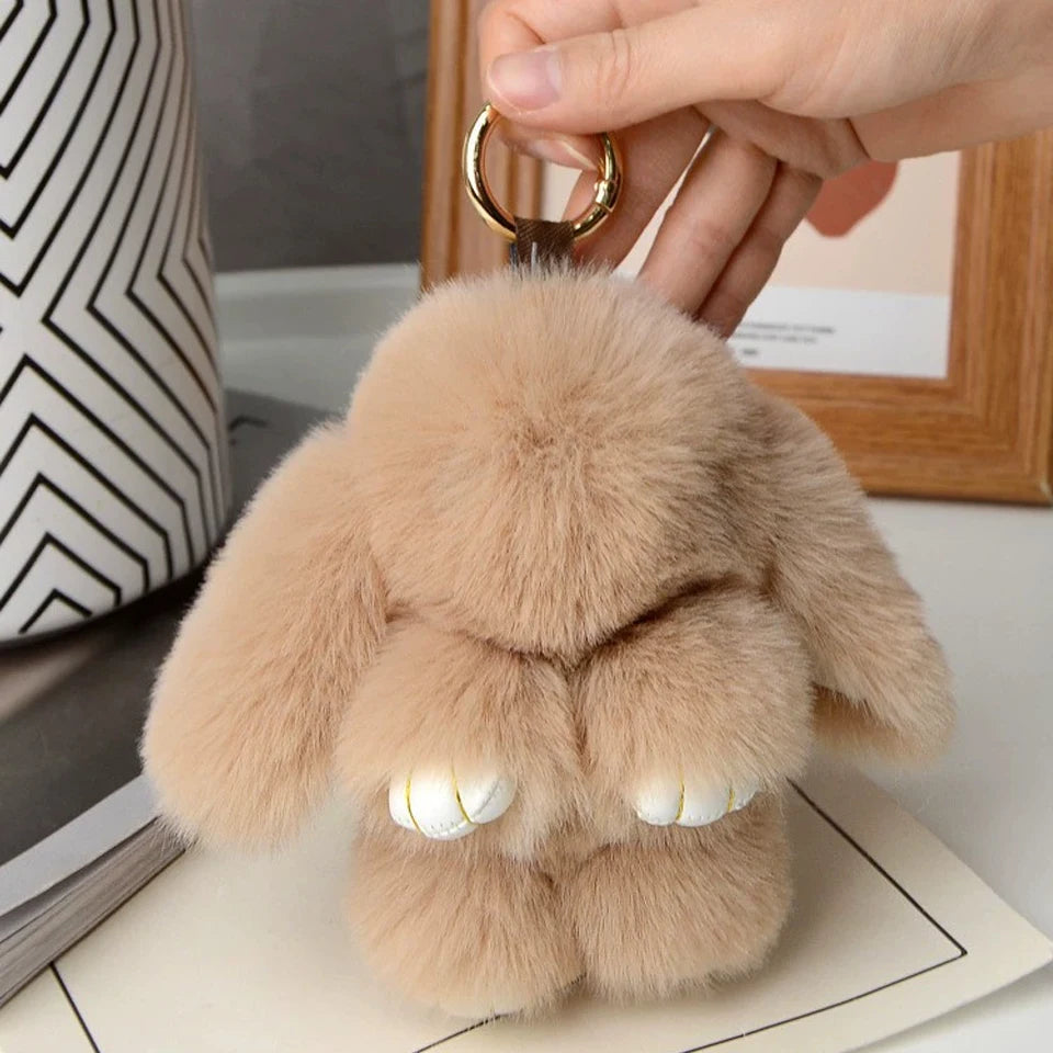 15cm Women's Rabbit Fur Keychain Bag Car Pendant Jewelry Decoration Fashionable Accessory for Bags And Gifts Pi-Mart