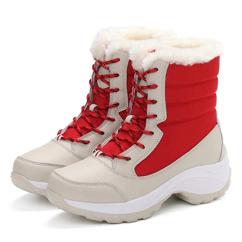 Snow Boots Women Platform Boots Non-slip Women Winter Shoes Fur Warm Ankle Boots for Women Wedges Waterproof Thigh High Boots LadyShow.Store