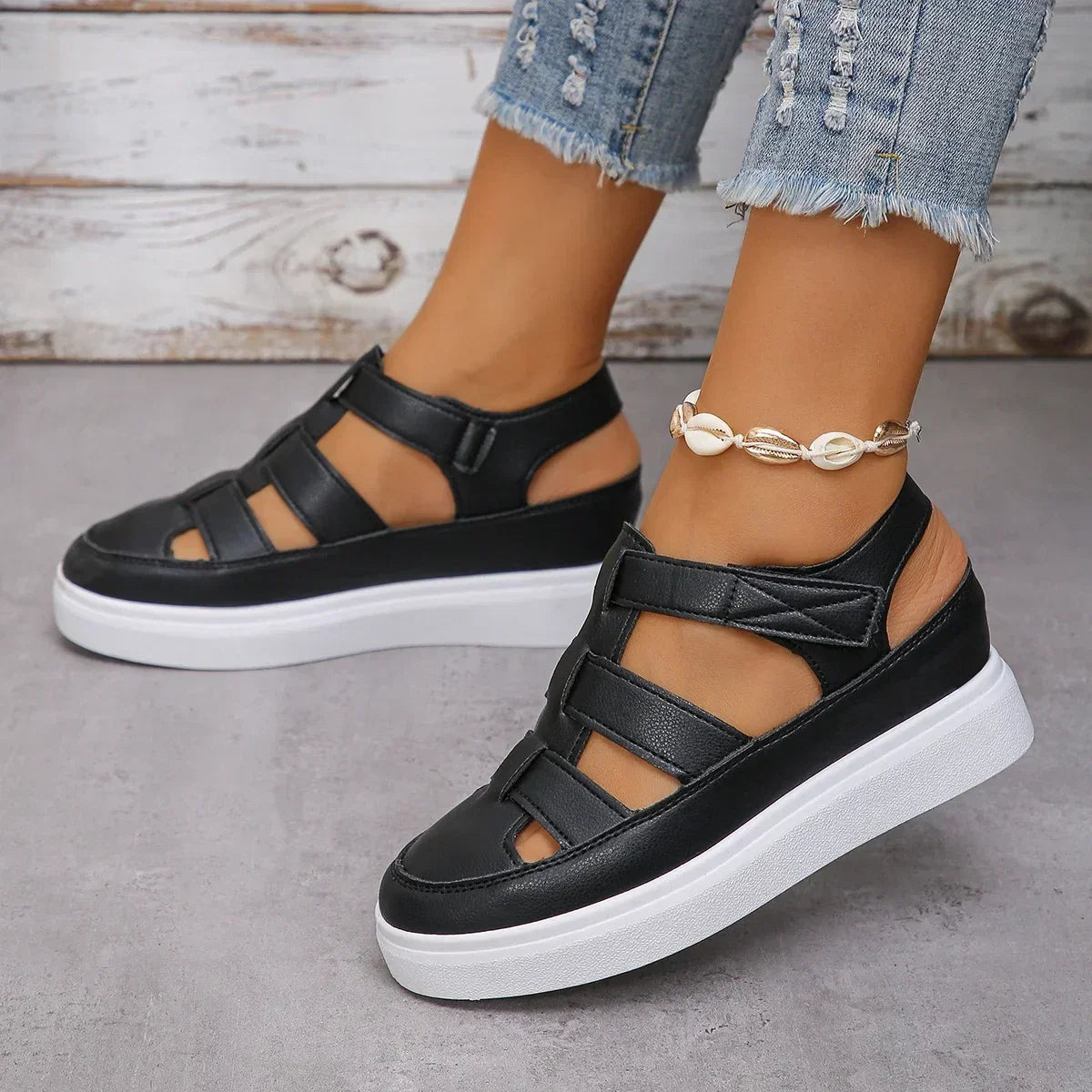 Women Sandals New Summer Wedges Heels Platform Sandals Women Hollow Out Gladiator Sandals Breathable Thick Sole Shoes for Women LadyShow.Store