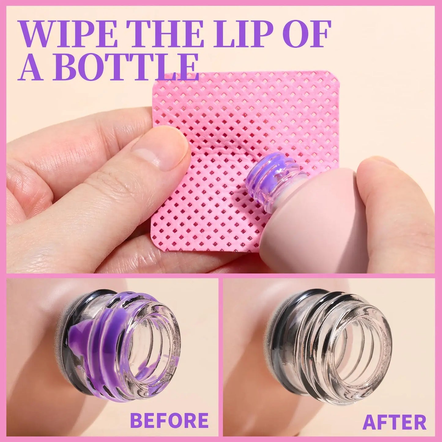 50Pcs Lint Free Nail Wipes Eyelash Extension Glue Wipes Cleaner Cloth Non-Woven Fabric Nail Gel Polish Remover Cotton Pads Tri Light Beauty