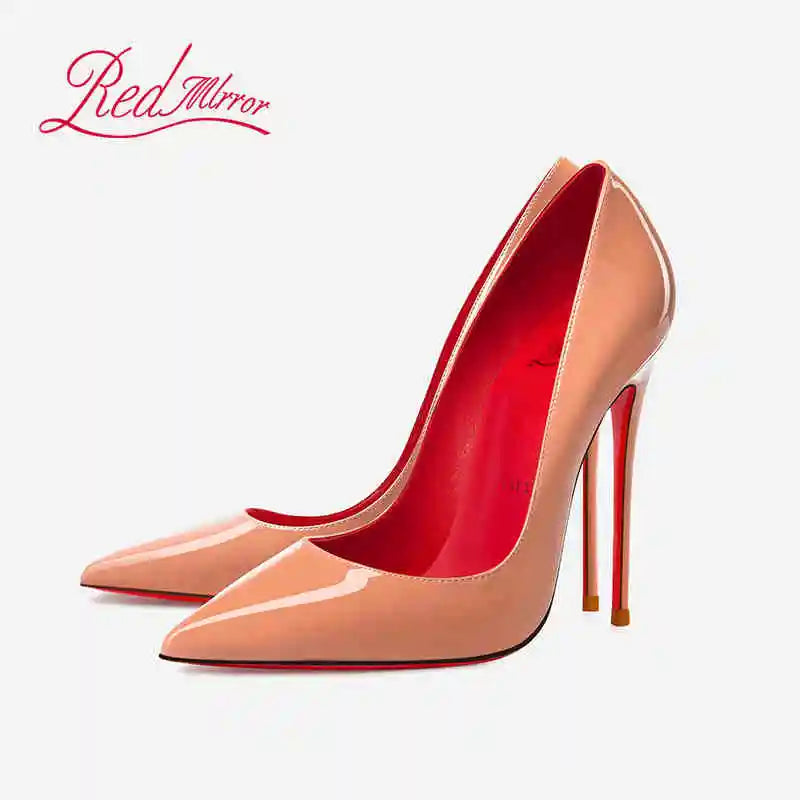 Women Heels Naked Color Women's Elegant High Heel Luxury Black Shoes Woman 2026 Red Shiny Bottoms Pointed Toe Party Ladies Women Pi-Mart