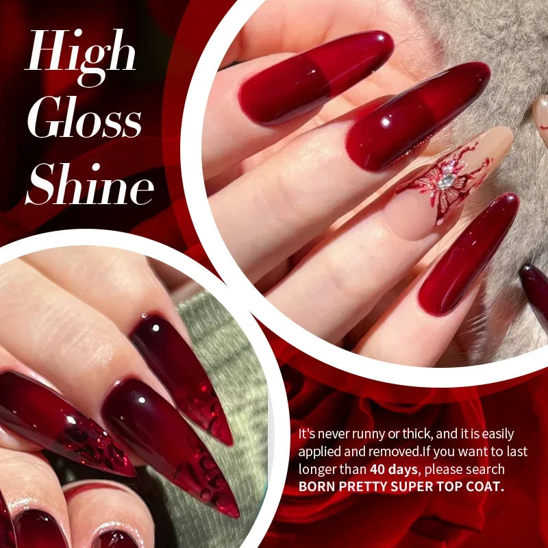 BORN PRETTY 10ml Jelly Nude Gel Nail Polish 50 Colors Semi Transparent Nail Art Nail Supplies Soak off UV LED Nails Gel Varnish Tri Light Beauty