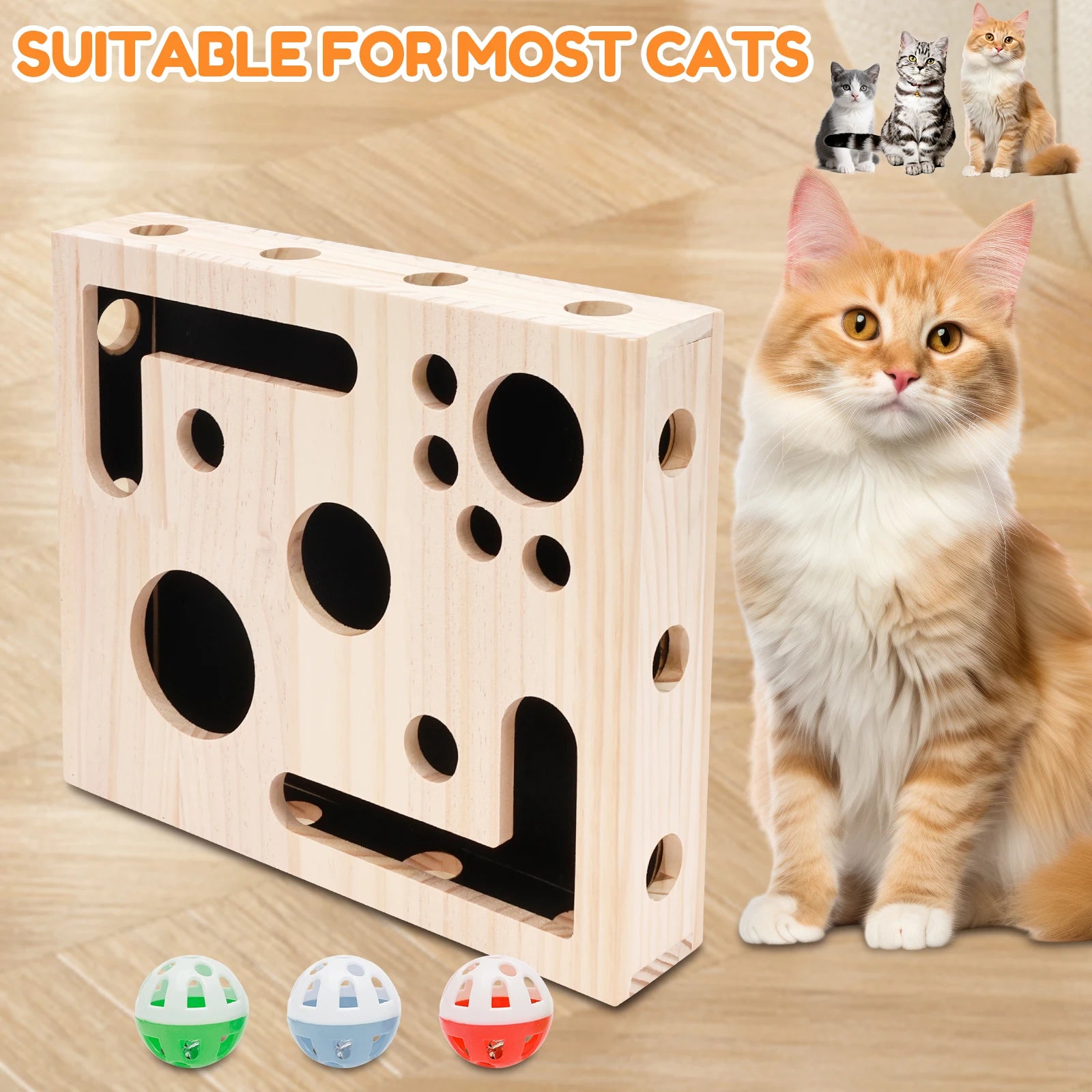 Cat Nail File Box Toy with Bell Ball and Sandpaper Inside Cat Scratch Puzzle Play Nail Care Interactive Pet Toy Stress Free Pi-Mart