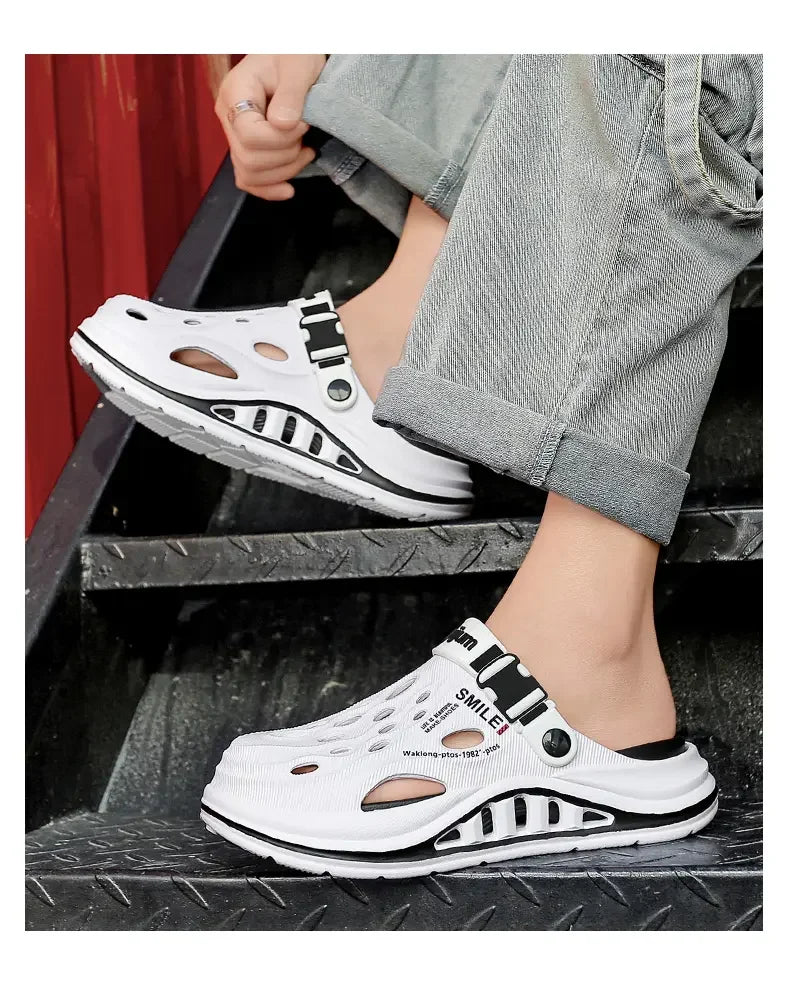 2026 New Men's Holes oes Summer Thi Bot Anti-Slip Driving Beach Slippers Spor Casual EVA Injection Moulding Footwear Pi-Mart