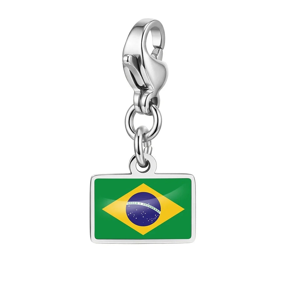 10mm Country Flag Charms Pendant Necklace Bracelet Keychain Bagchain Stainless Steel  Jewelry A Commemorative Gift For A Friend Pi-Mart