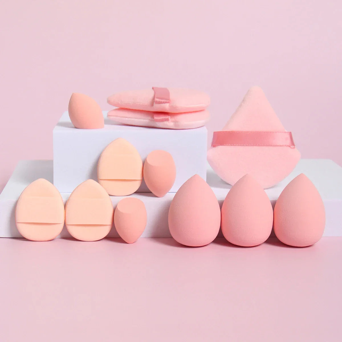 12-Piece All-Purpose Makeup Sponge Set, Made of 3 Loose Powder Puffs, 3 Mini Air Cushion Puffs, 3 Beauty Eggs and 3 Mini Beauty LadyShow.Store