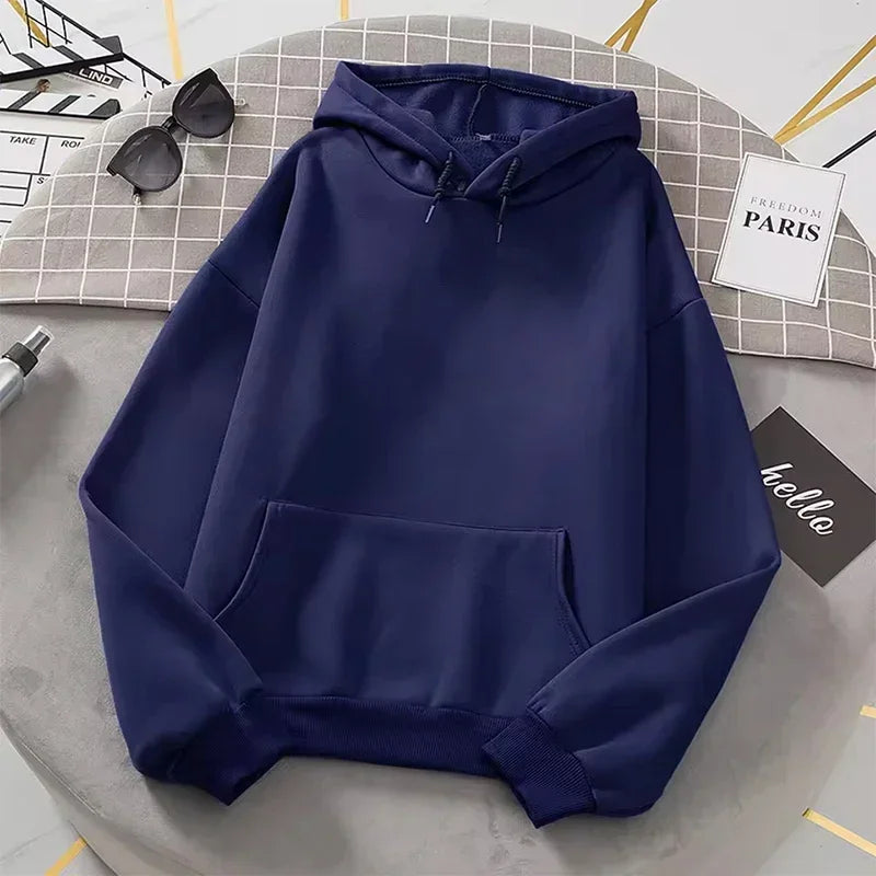 2025 white Hoodies men women Autumn Long Sleeve Pullover Tops Casual Pocket Hoodies Unisex Outer Loose Sport Wear LadyShow.Store