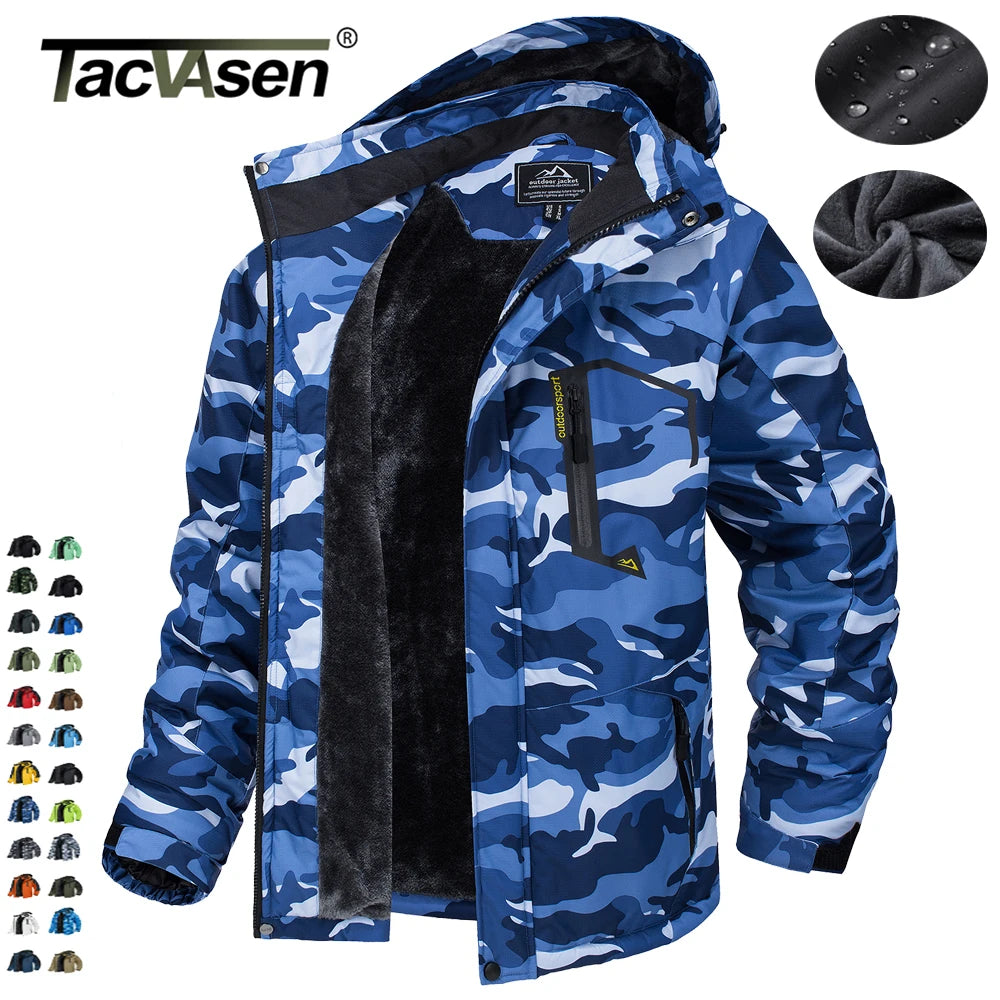 TACVASEN Fleece Lining Mountain Jackets Mens Hiking Jackets Outdoor Removable Hooded Coats Ski Snowboard Parka Winter Outwear Pi-Mart