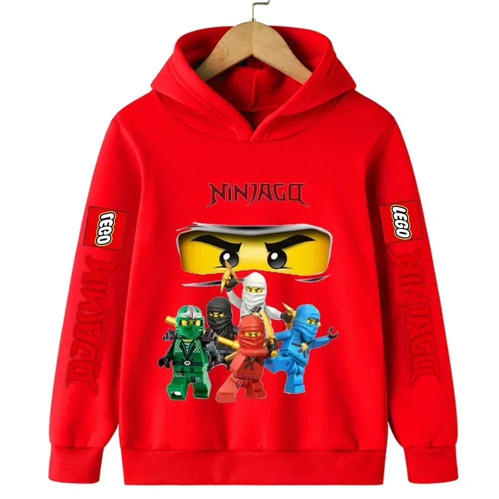 Color: Yellow, Kid Size: 17 - Lego Phantom Ninja Cartoon Children's Hooded Hoodies Casual Sports Sweatshirt 3-13 Year Old Boy Kid Baby Girls Clothes Pullover