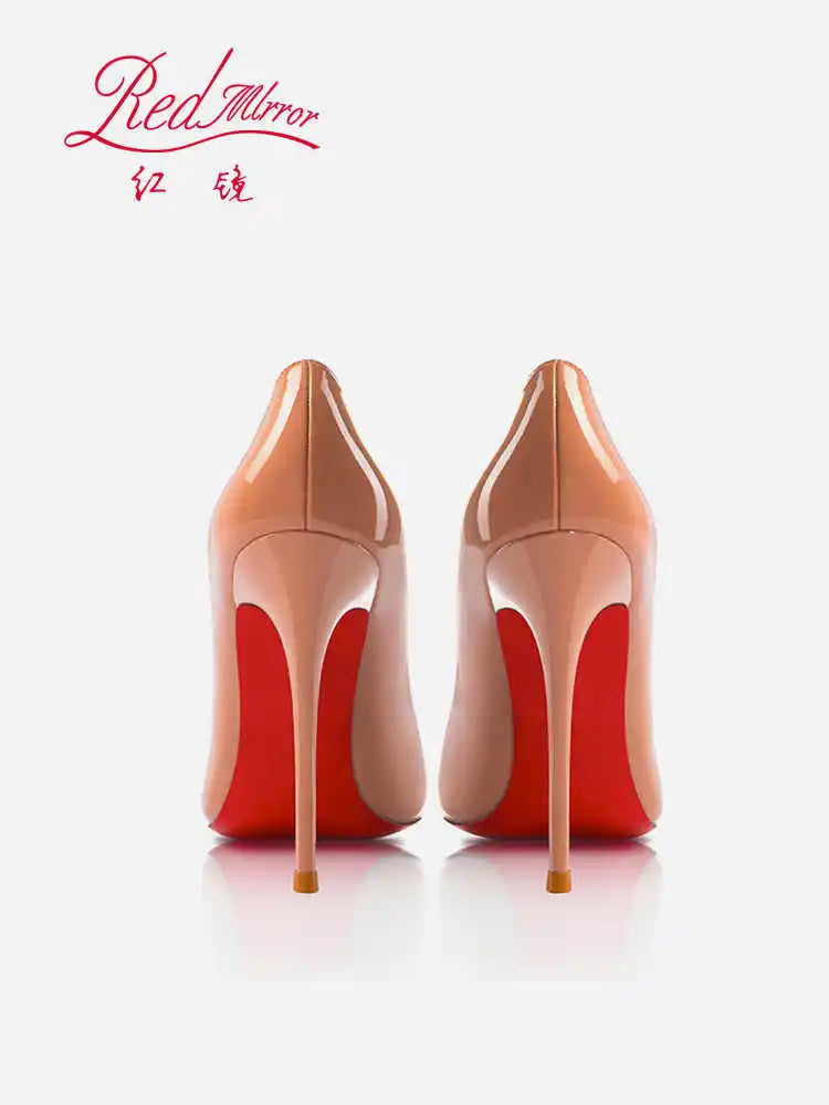 Women Heels Naked Color Women's Elegant High Heel Luxury Black Shoes Woman 2026 Red Shiny Bottoms Pointed Toe Party Ladies Women Pi-Mart