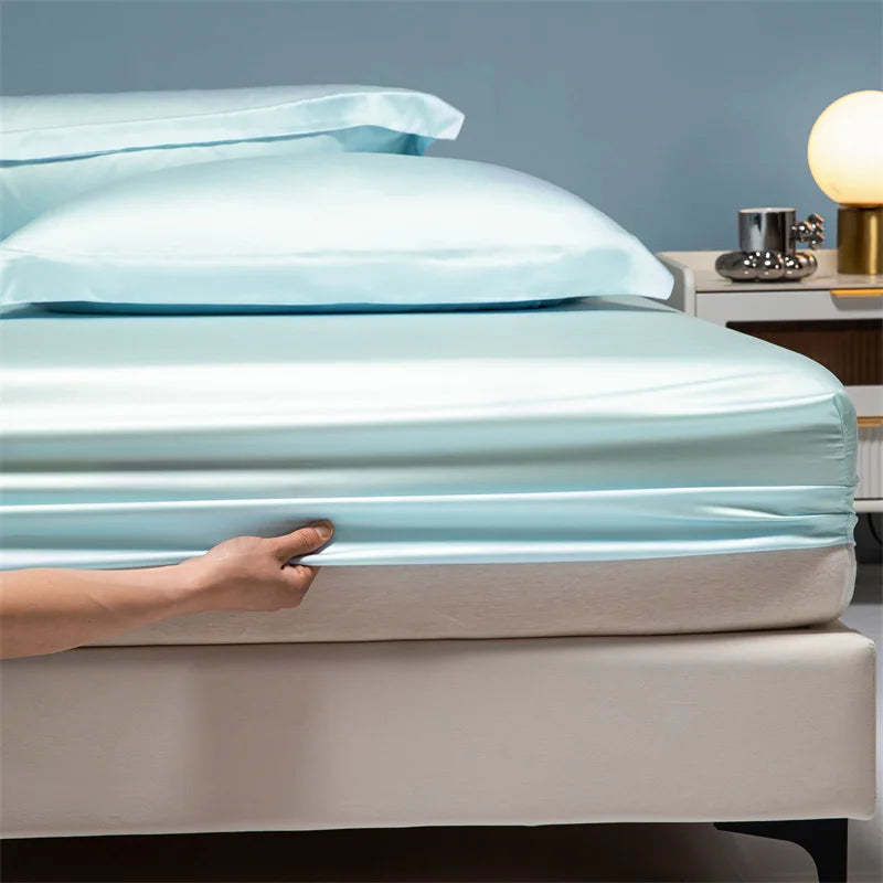 Luxury 100% Bamboo Bed Sheet Set with Fitted Sheets Flat Bedsheet Pillowcase Double Queen King Size Bedding Sets Smooth Silky LadyShow.Store