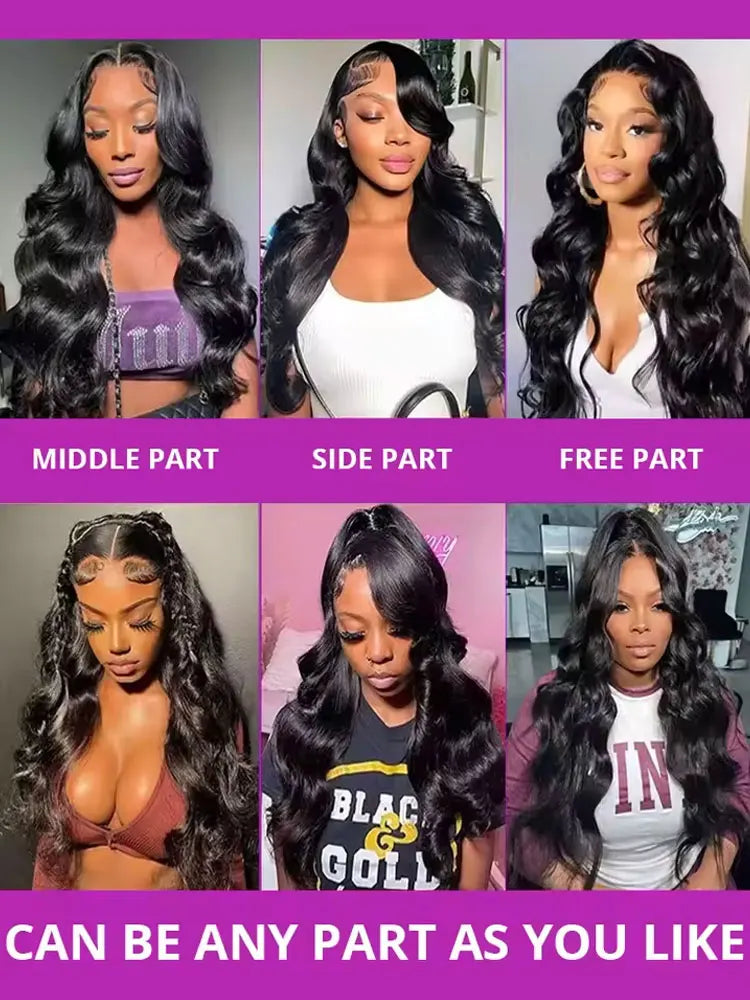 40 42 Inch Body Wave Human Hair Wigs 250% Density 13x6 HD Lace Front Human Hair Wig 5x5 Gluless Lace Closure Wig Preplucked LadyShow.Store