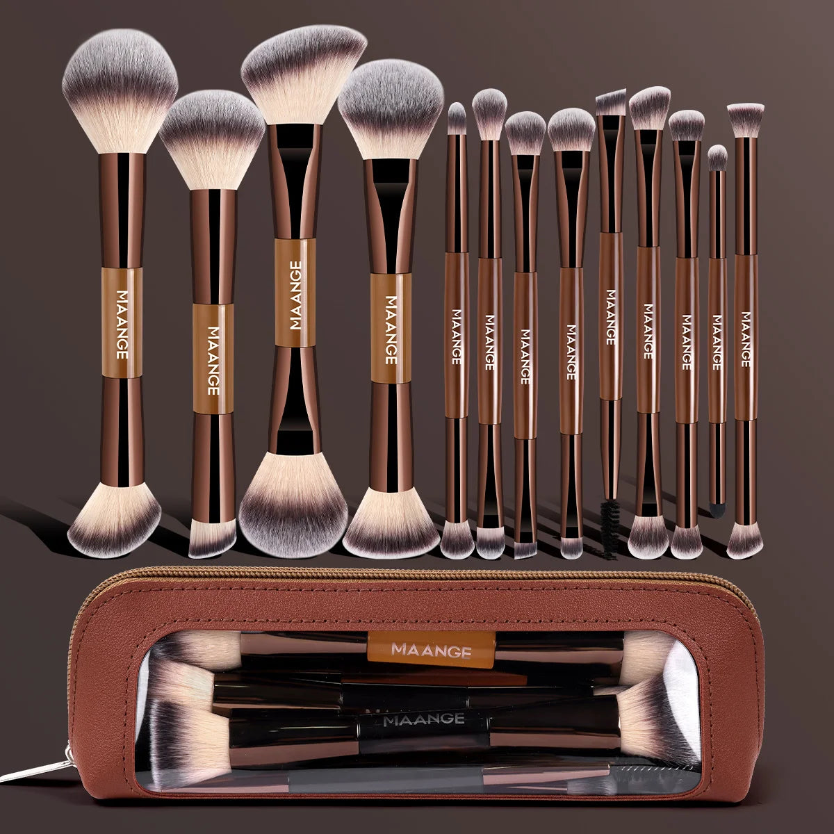 MAANGE 13pcs Makeup Brushes with Storage Bag Foundation Brush Powder Blusher Brush Eye Brush Multi-functional Makeup Brush Set Pi-Mart