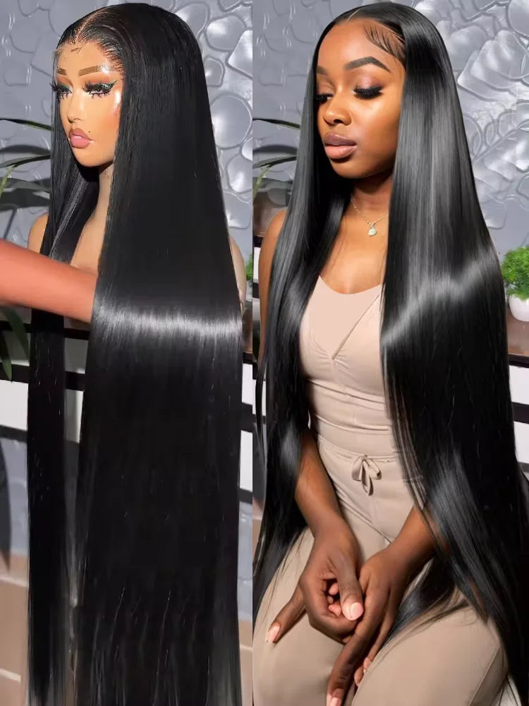 40 46 Inch 13x4 13x6 HD Transparent Bone Straight Lace Front Wigs 220 Density Brazilian Human Hair Wigs For Women LadyShow.Store
