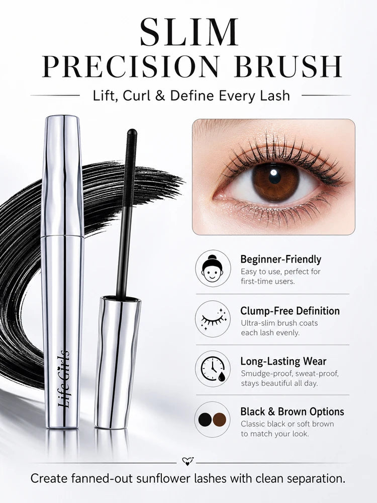 Life girls Waterproof Eyelash Primer Mascara, Lengthening Curling Lash Base, Smudge-Proof Long Lasting Black Brown Eye Makeup Pi-Mart