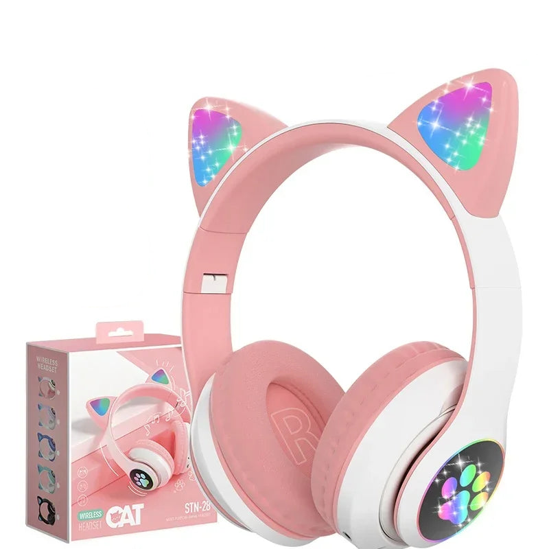 NNEOBA Wireless Cat Ears Headphone Pink LuxuryLifeWay Online Store