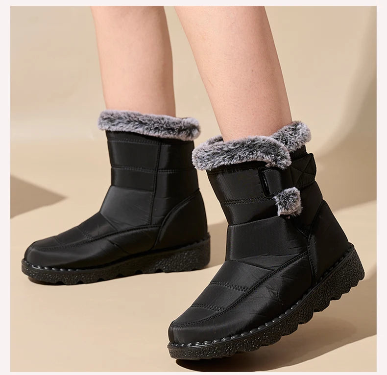 Winter Women Boots Waterproof Snow Boots Plus Size Casual Platform Ankel Boots Warm Fur Women Shoes Antislip Fashion Cotton Shoe Pi-Mart