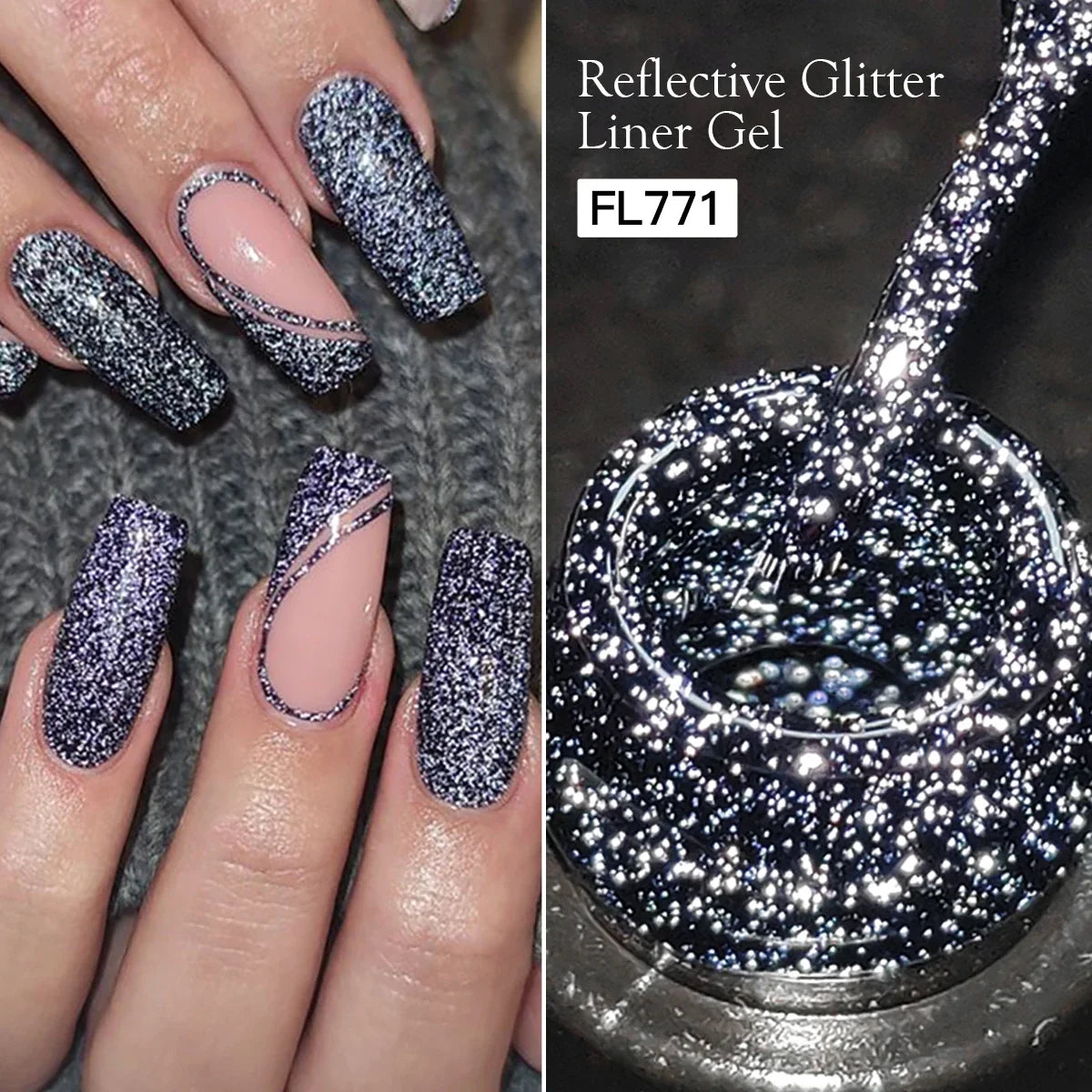 FOUR LILY 5ml Reflective Glitter Liner Nail Gel Polish Gold Silver Red Sparkling Nail Supplies UV/LED Varnish Painting Gel Tri Light Beauty