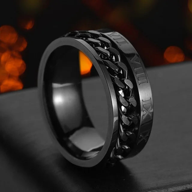 Cool Stainless Steel Rotatable Men Ring High Quality Spinner Chain Punk Women Jewelry for Party Gift Pi-Mart