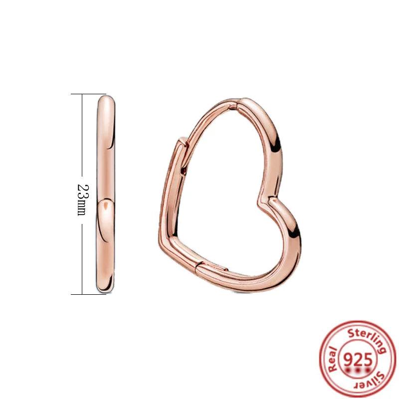 Hot Sale 925 Sterling Silver Heart Earrings Fit Original Charms Hoop Earrings For Women Girls Stud Earring Fine Jewelry Gifts Pi-Mart