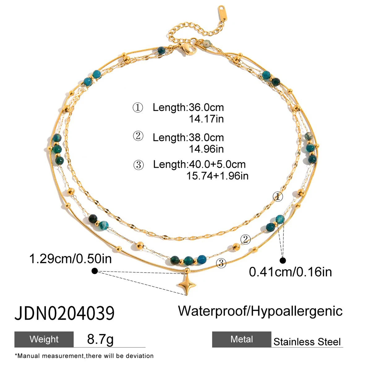 Zora Y2K Trendy 18K Gold Color Plated Sun Cross Fish Moon Pendant Multi Layer Necklace Waterproof Stainless Steel Women Jewelry Pi-Mart
