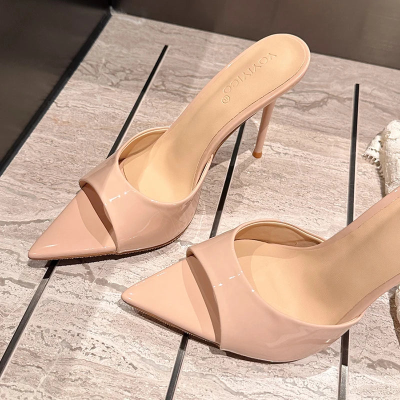 Designer Luxury Sexy Thin High Heel Summer Women Slippers Fashion Peep Toe Dress Slides Ladies Stripper Party Sandals LadyShow.Store