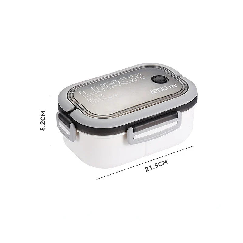 1200ML 2 Layer Bento Lunch Box With Spoon Fork, Kid High Capacity Microwae Food Containers Portable Leakproof Office Camping LadyShow.Store