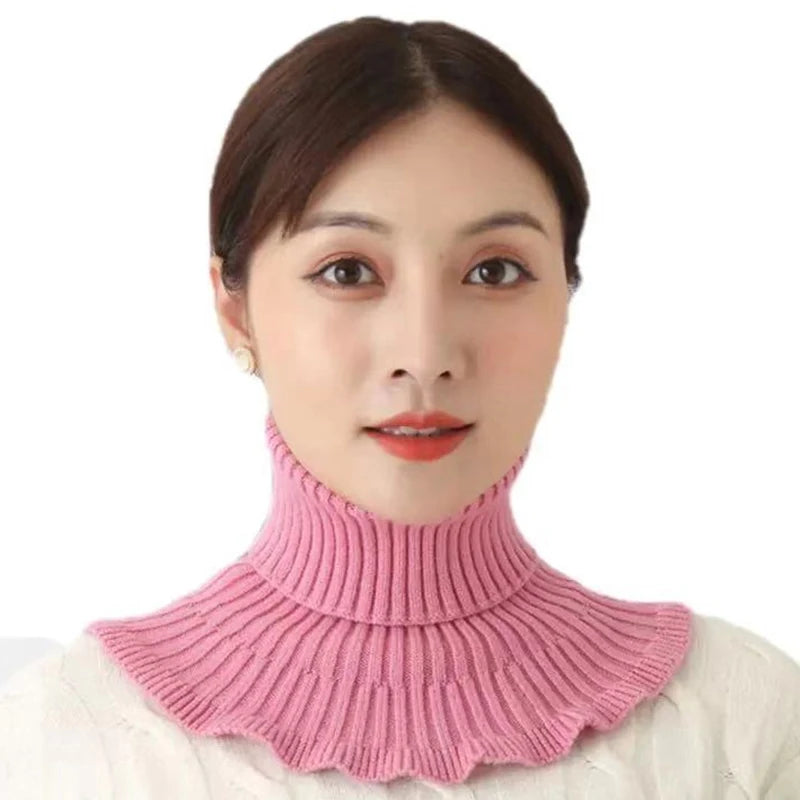 Warm Knitted Fake Collar Women Thicken Turtleneck Ruffles False Collars Detachable Neck Guard Winter Windproof Fake Collar Pi-Mart