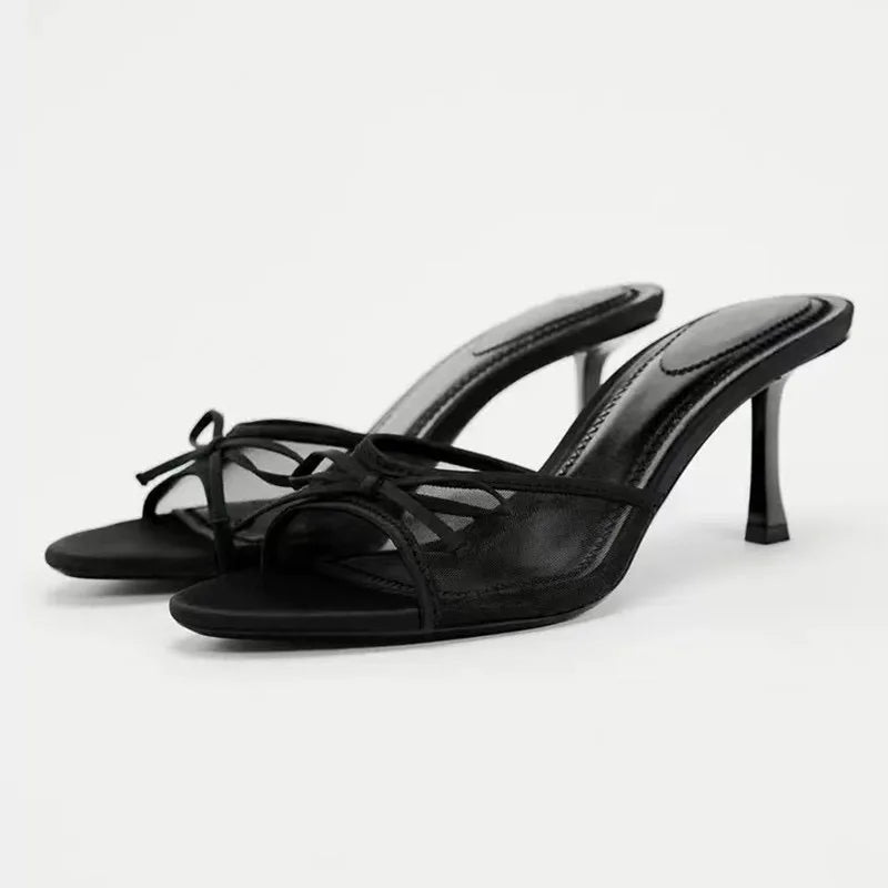 2024 Women Summer New Luxury Brand High Heel Sandals Versatile Simple Slim Heel Sandals Slippers LadyShow.Store