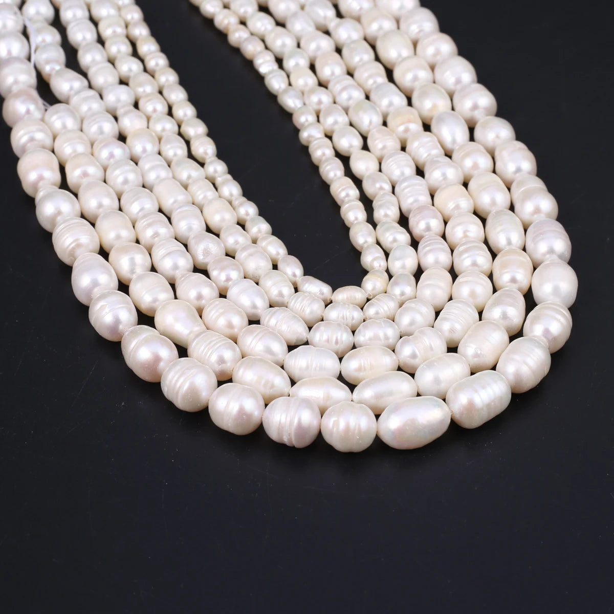 A Natural Freshwater Pearl Bead Rice Shape Christmas Gift Ladies White Jewelry Making DIY Fashion Bracelet Necklace Accessories Pi-Mart