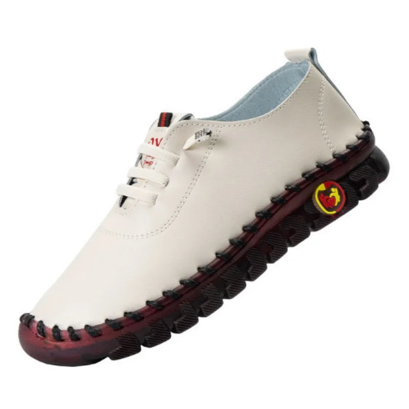 Sneakers Women's Shoes Loafers Lace Up Leather Flat New Spring Casual comfortable Mom Shoe Mujer Zapatos Chaussure Femme Pi-Mart