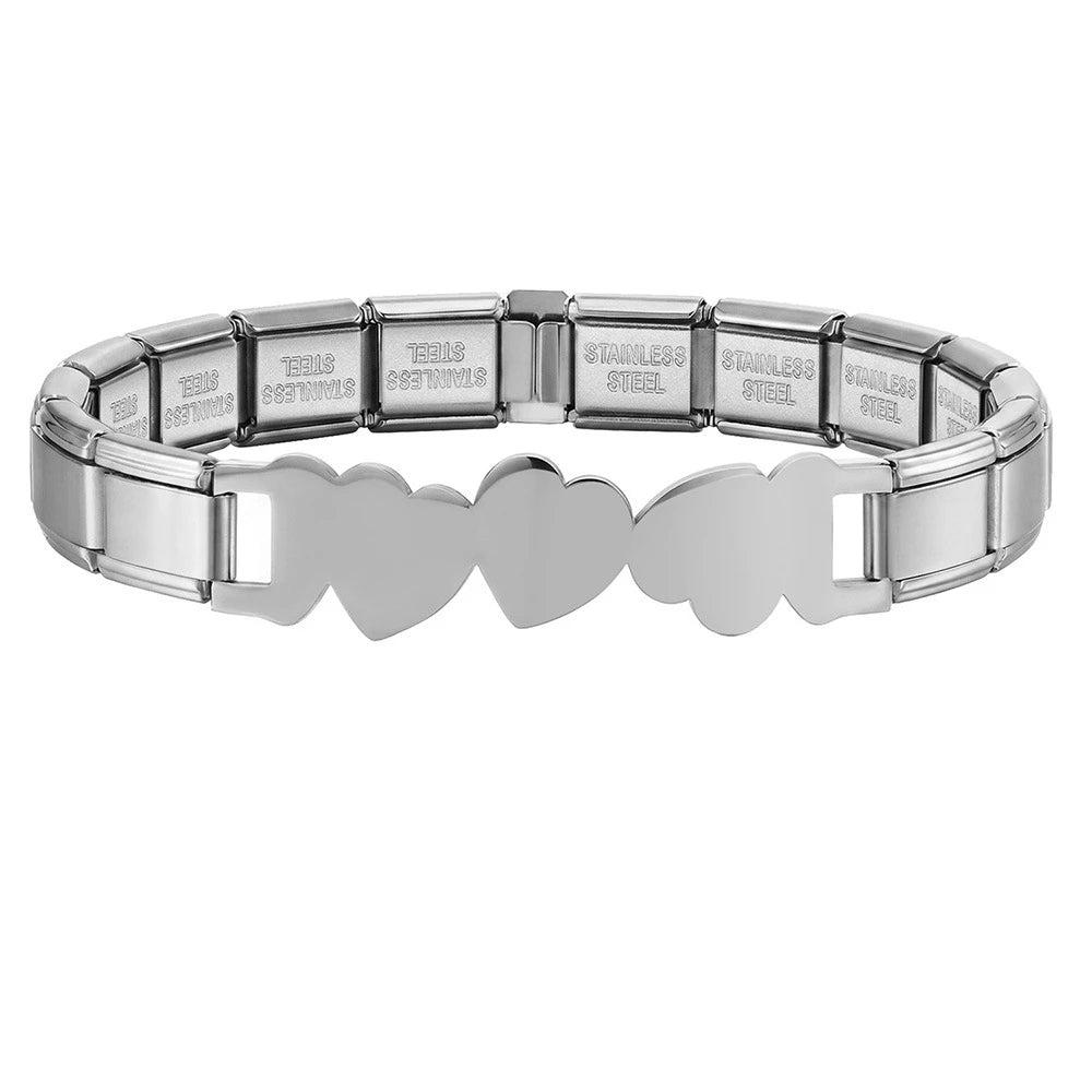 Italian Charm Link for Women Men 9mm Width Silver Gold Color Chain Stainless Steel Bracelet on Hand DIY Making Jewelry Wholesale Pi-Mart