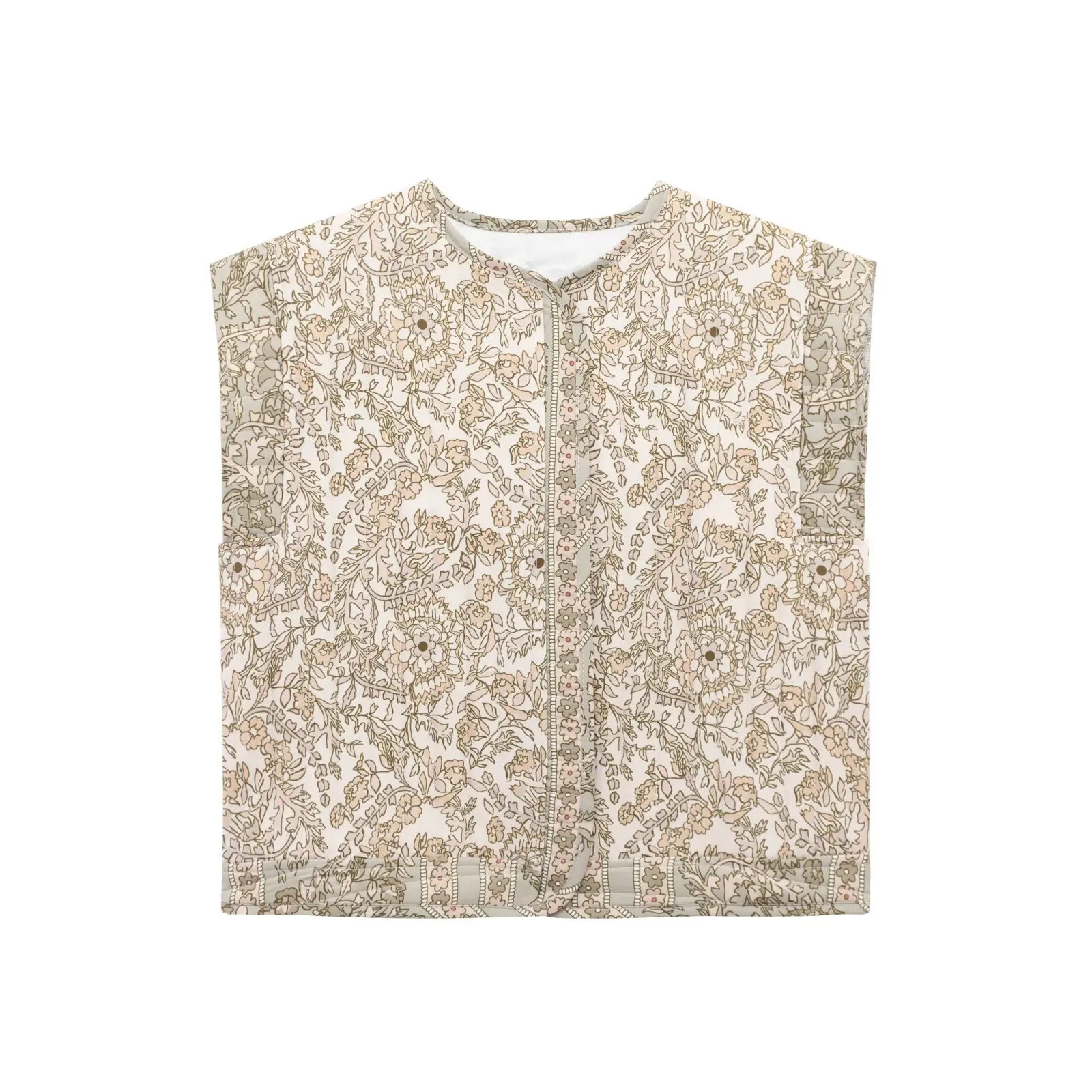 Zevity 2024 Women Vintage O Neck Patchwork Floral Print Quilted Cotton Vest Jacket Female Sleeveless Cotton WaistCoat Tops CT332 LadyShow.Store