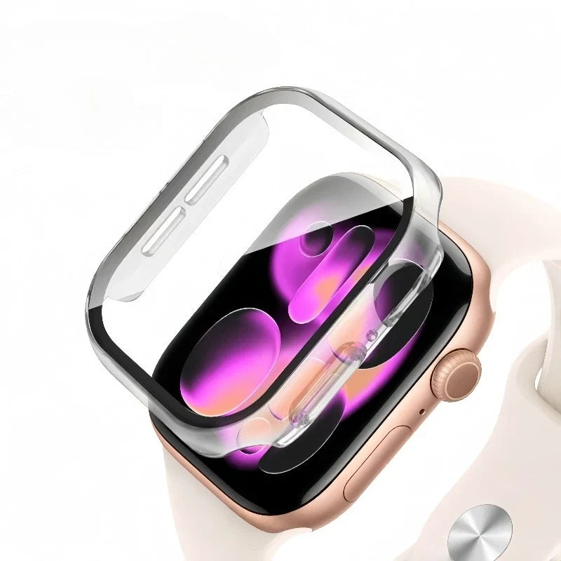 Tempered Glass+Case For Apple Watch 38-40mm 41mm 42mm 44mm 45mm 46mm Screen Protector Protective Cover iWatch 11 10 8 7 9 6 SE 5 LadyShow.Store