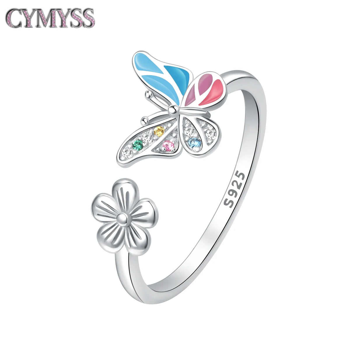Original 925 Sterling Silver Open Ring Exquisite Panda Dolphin Adjustable Ring Original Daily Fine Jewelry Women Birthday Gifts Pi-Mart